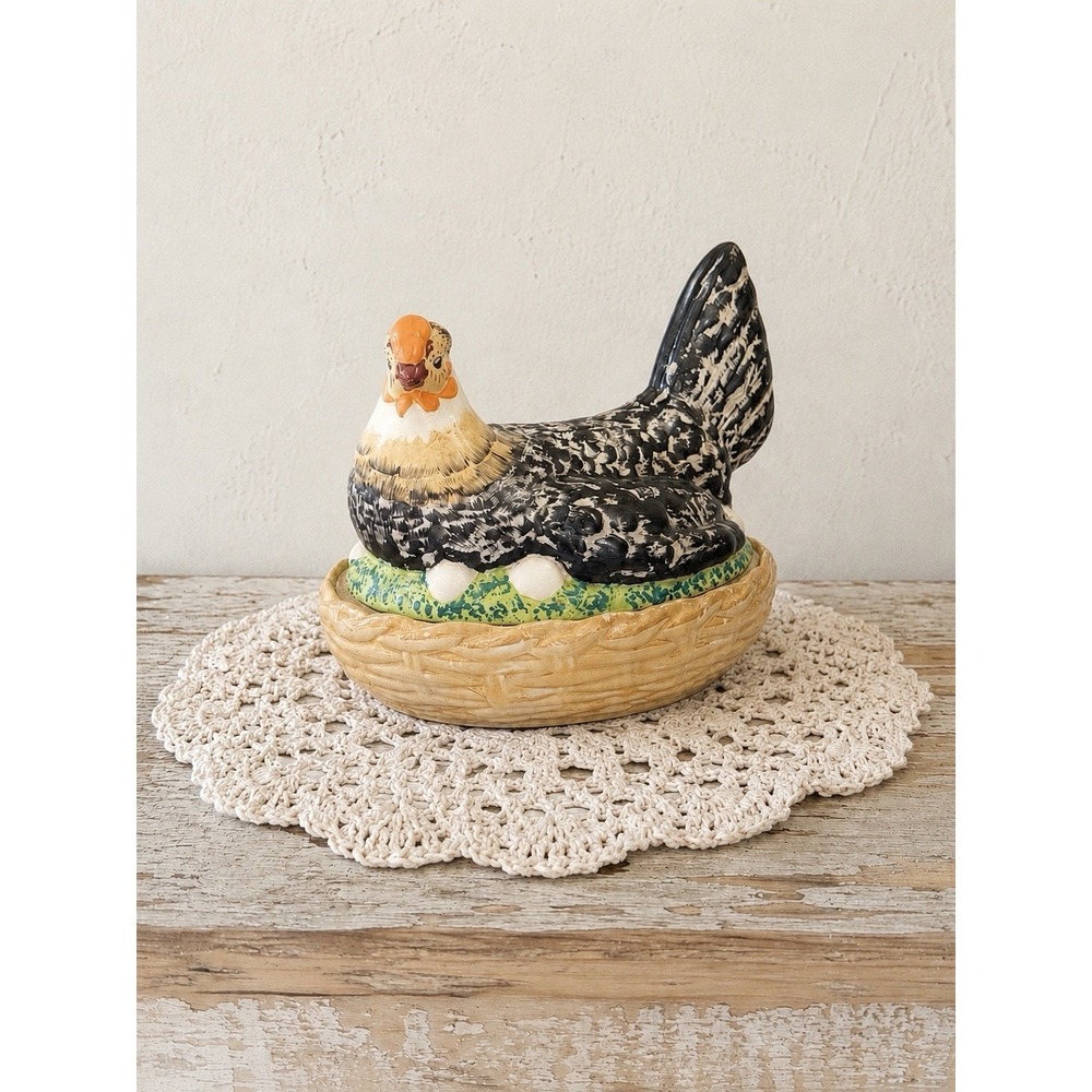 Vintage Egersund Norway Ceramic Lidded Hen On A Nest HON *Rare HTF*
